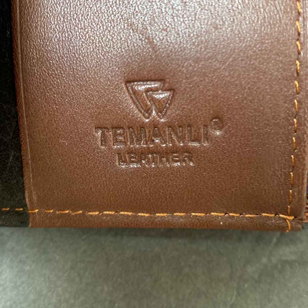 patchwork leather trifold wallet pen mark callout otherwise perfect condition - Picture 4 of 15